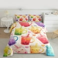 thumbnail image 2 of jejeloiu Colorful Bubble Tea Bedding Comforter Set,Dessert Milk Tea Twin Comforter Sets,Girl Rainbow Bedding Set For Teens,Luxury Bedroom Decor Reversible,2pcs, 2 of 8
