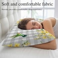 thumbnail image 5 of Spring Forsythia Flowers Pillow Covers, Linen Long Throw Pillow Case, Yellow Floral Hummingbird Gray Plaid Holiday Pillow Protector Decorative Cushion Cover for Living Room/Bedroom 24" x 36", 5 of 8