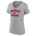 thumbnail image 2 of Women's Gray Cincinnati Reds Heart and Soul V-Neck T-Shirt, 2 of 3