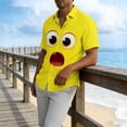 thumbnail image 4 of Maqroz Men's Plus Size Button Down Shirt Short Sleeve Funny Face Graphic Shirts Casual Summer Holiday Vacation Beach Hawaiian Top Novelty Graphic Tops, 4 of 5