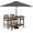 Brown, variant on SERWALL 4 Pieces Outdoor Bar Table Set with 9ft Umbrella, HDPE Outdoor Bar Height Table Set with Patio Umbrella, Brown