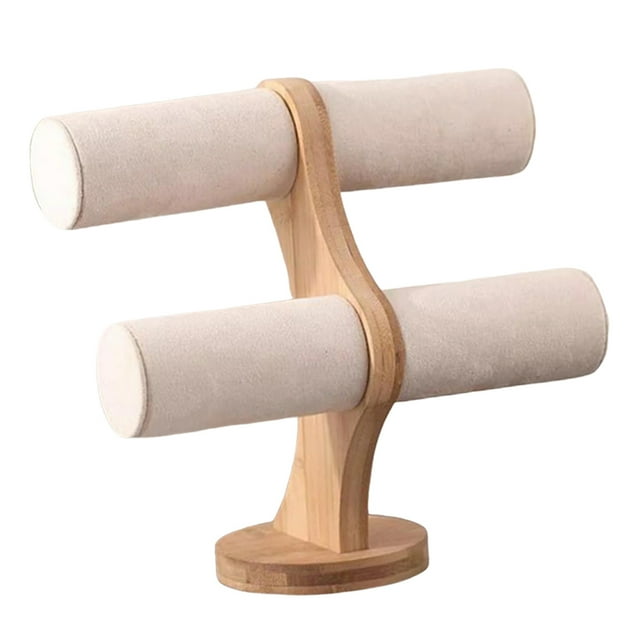Tenedor de Exhibición Del Soporte de Joyería Del Reloj de T de / Cuero, 6 Opciones Variadas beige de 2 niveles Sunnimix Soporte de exhibición de pulsera