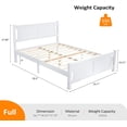 thumbnail image 3 of Zimtown Full Bed Frame,Solid Pine Wood Platform Bed Frame, Bedroom Bed with Headboard, White, 3 of 6
