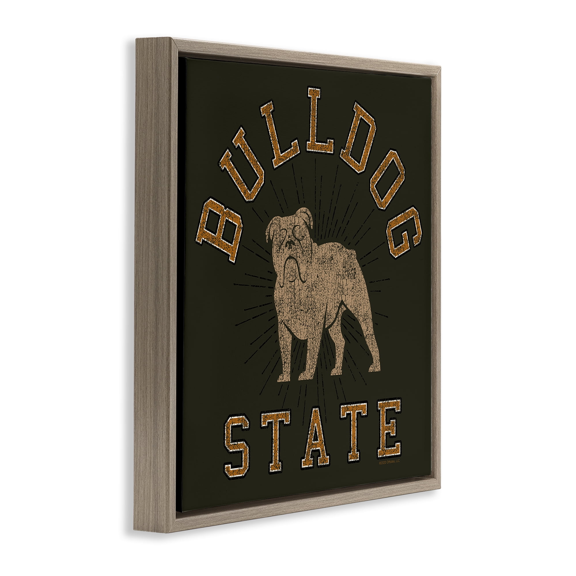 Stupell Industries Vintage Bulldog State Novelty & Humor Painting Brown Floater Framed Canvas Art Print Wall Art, 18 x 18