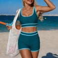 thumbnail image 5 of Bikini Set, High Waisted Two Piece Swimsuit, Solid Color Athletic Swimwear, Racerback Tank and Shorts, Moisture Wicking for Gym and Pool, 5 of 5