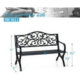 thumbnail image 6 of Garden Bench Metal Patio Bench Outdoor Porch Park Bench Cast Iron Sturdy Steel, 6 of 6