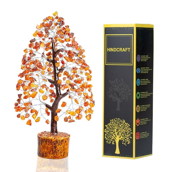 Livinwise Carnelian Crystal Tree | Positive Energy & Healing Tree for Home & Office | Feng Shui Good Luck Tree for Living Room & Hall | Gift for Men & Women – Anniversary & Birthday (Silver Wire)