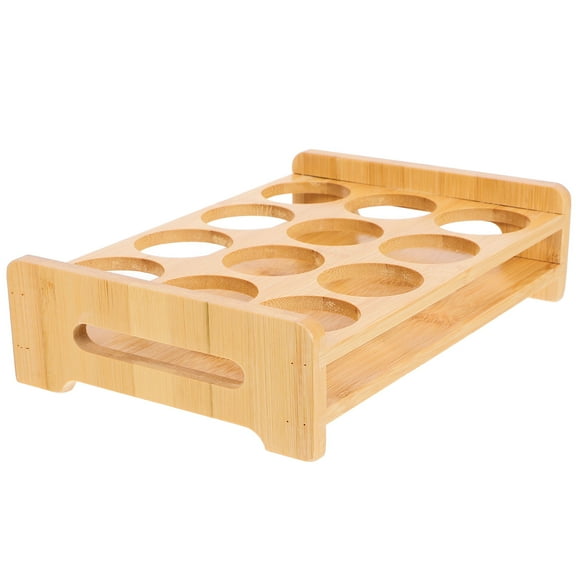 HOMEMAXS Bamboo Cup Holder Tray for Storage Light Brown MultiCompartment Glasses Rack Fits Various Sizes 12.5 x 8.3 x 1.2 inches
