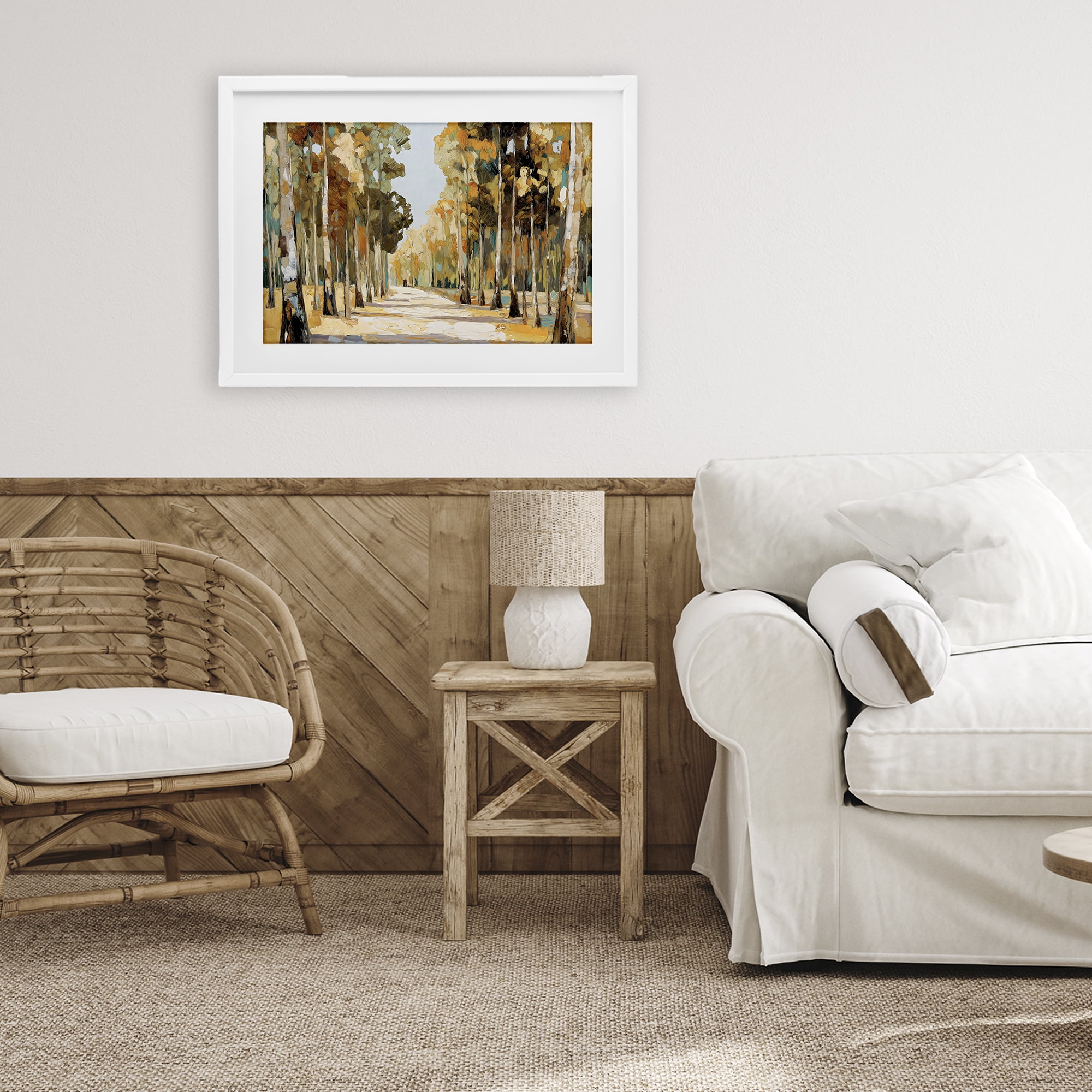 Stupell Industries Modern Impressionist Fall Forest White Framed Print Under Glass, design by Gina Kelly
