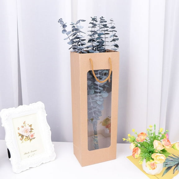 WEUVEB 12Pcs Wine Bag Bottle Bags Kraft Paper Rectangular For Wine Bottle present Packaging Adults