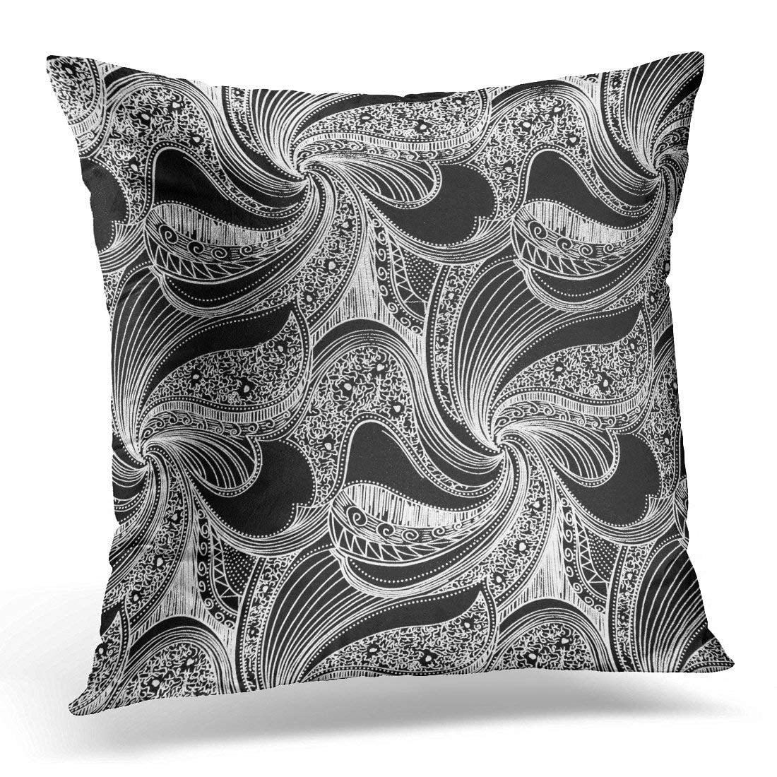 CMFUN White Damask Luxury Black Classy Throw Pillow Case Pillow Cover