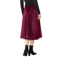 thumbnail image 3 of INSPIRE CHIC Jupe Midi Évasée Plissée en Velours à Taille Haute Élastique pour Femme, 3 of 5