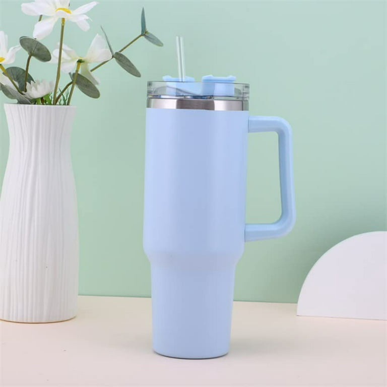 40 Oz Tumbler Insulated Water Bottle With Straw Flip Straw Tumbler Travel  Mug Cup With Handle For Women And Men