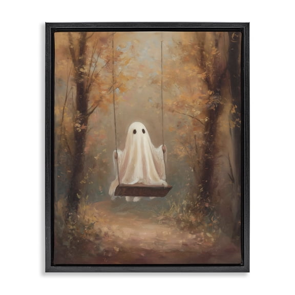 Eerie Swinging Ghost Black Framed Floater Canvas Wall Art, design by Arlington Prints