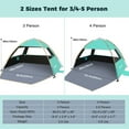 thumbnail image 3 of Gorich Beach Tent for 3/4/6/8 Person, UPF 99+ UV Protection, Portable Sun Shelter, Easy Setup Sun Shade Beach Canopy with Carry Bag (Dark Shelter), 3 of 7