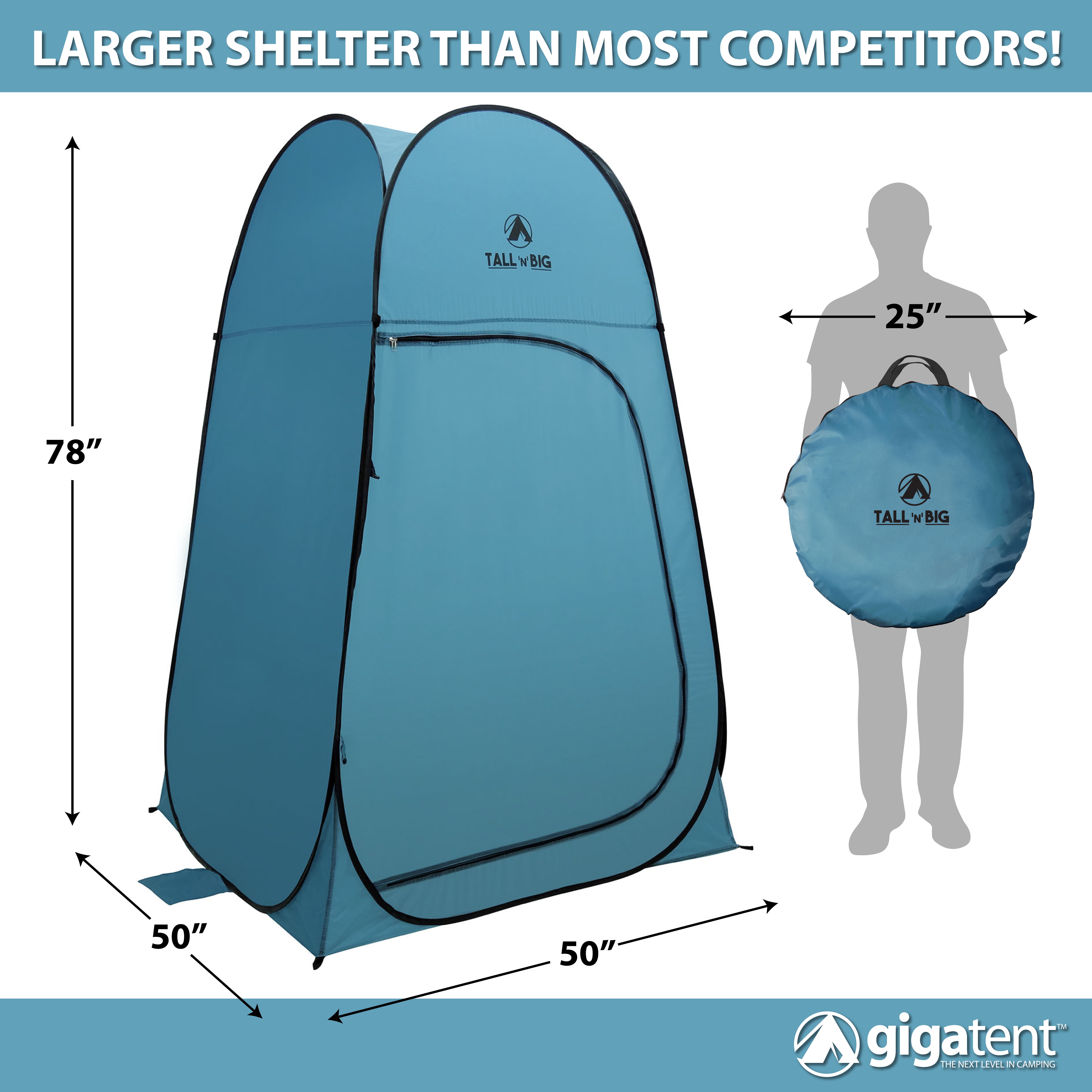 GigaTent Tall ‘N’ Big Pop Up Pod Changing Room Privacy Tent – Instant Portable Outdoor Shower Tent, Camp Toilet, Rain Shelter for Camping & Beach – Lightweight & Sturdy, Easy Set Up, Foldable