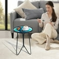 thumbnail image 3 of Liffy Blue Metal Plant Stand - 20 inch Height Vortex Glass Coffee End Table for Home, Multi-Use, Stylish Decor, 3 of 9