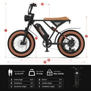 5TH WHEEL W16B 20 x 4 Fat Tire Electric Bike, 750W Motor Adult Ebike with 48V 15.6Ah Removable Battery, Electric Bicycle with 7 Speed, UL2849