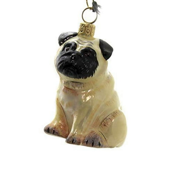 Fawn Pug Dog Polish Blown Glass Christmas Ornament Holiday Decoration Poland