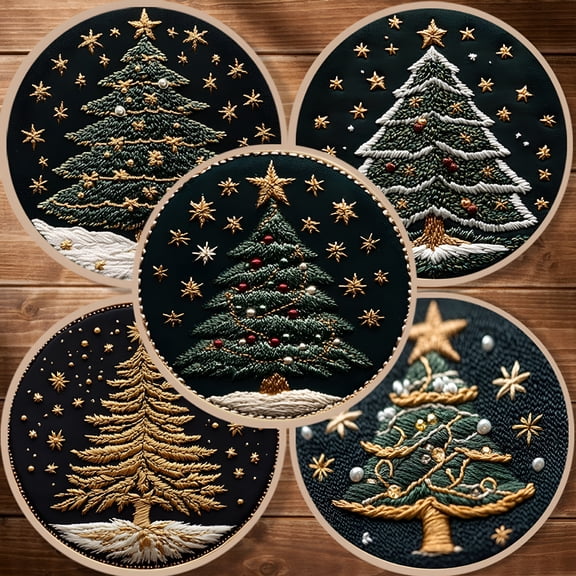 TUWAFE 2026 New Christmas Embroidery Kit for Adults Kids Diy Christmas Tree Embroidery Craft Kit Embroidery Cloth Thread Hoop Set for Embroidery Lovers Beginners Embroidery Kit for Adults