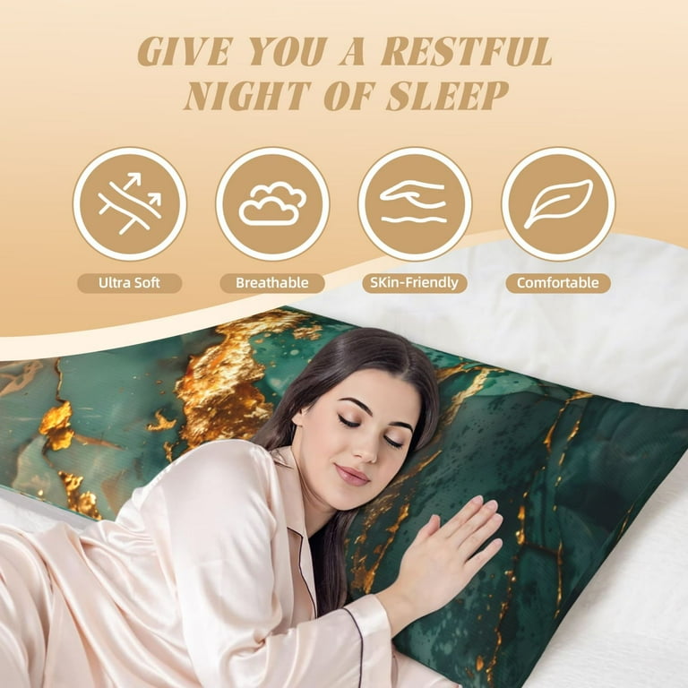 Emerald Color Gold Marble Body Pillow Cover Body Pillow Cover with Zipper Super Soft Body Pillow Pillowcase Breathable 20x54 in Body Pillow Case Cover Walmart