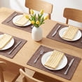 thumbnail image 2 of REGALWOVEN Farmhouse Placemats Set of 4 Cotton and Linen Placemats for Dining Table Decor Washable Kitchen Table Mat Wipe Clean Dark Brown 18.1x11.8inch, 2 of 6