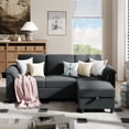 thumbnail image 3 of Walsunny 79" Convertible Sectional Sofa, L Shaped Sofa Couch with Reversible Chaise for Living Room Modern Linen Fabric for Living Room, Dark Gray, 3 of 9