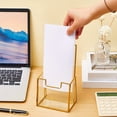 thumbnail image 3 of SUTENGDA Set of 2 Golden Glass Brochure Holders  4 Inches (Approximately 10.2 Cm) Tall  Clear Tabletop Display Stands for Tri-Fold Brochures  Flyers  And Manuals  Suitable for Magazines, 3 of 5
