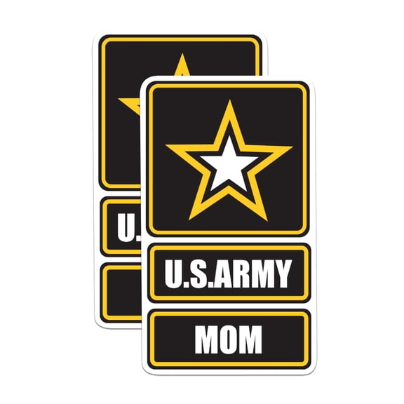 (2 Pack) US Army Mom Stickers - United States Army Military - 5 Inches On Longest Side - Premium Vinyl - for Cars, Skateboards, Laptops - Made in USA - BMCS1181