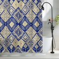 thumbnail image 2 of Watercolor Blue Grid Fabric Shower Curtain Rhombus Hand Drawn Washable Shower Curtains for Bathroom, Waterproof Bath Curtain with Hooks Home Decor 72x72in, 2 of 8