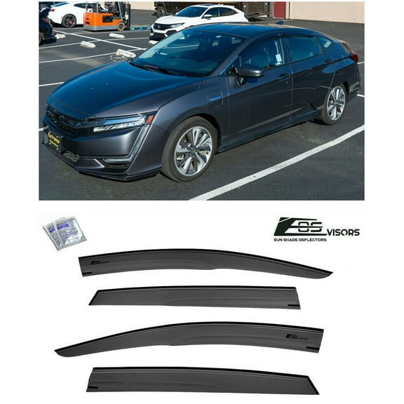 Extreme Online Store Replacement for 2017-Present Honda Clarity | EOS Visors JDM Mugen Style Smoked Tinted Side Window Vent Visors Rain Guard Deflectors DWV-V127
