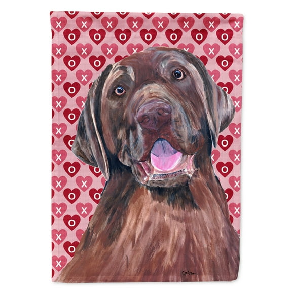 Labrador Chocolate Hearts Love Valentine's Day Flag Canvas House Size