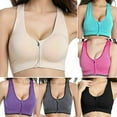 thumbnail image 1 of Womens Front Zip Yoga Cami Push Up Vest Support Tops Wireless Padded Sports Bra, 1 of 1