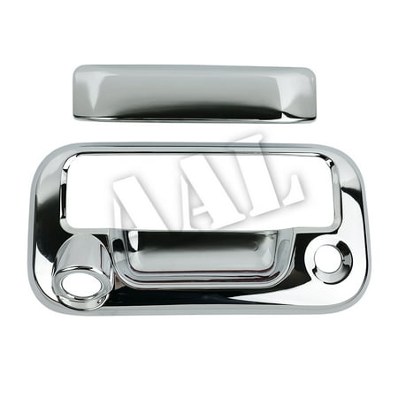 Heritage Chrome 2 Handle - AAL Premium Chrome Tailgate Cover For 2004-2014 Ford F150 Tailgate Handle (Except Heritage) With Keyhole, With Camera Hole
