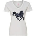 thumbnail image 3 of Inktastic Beautiful Galloping Black Horse Women's V-Neck T-Shirt, 3 of 5