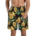 thumbnail image 2 of Uemuo Sunflowers And Bird Pattern Men's Swim Trunks Hawaiian Beach Bathing Suit Swimsuits Beach Quick-Dry Shorts with Pockets-Medium, 2 of 9