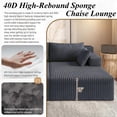 thumbnail image 5 of 71'' Oversized Double Chaise Lounges Indoor, Cloud Upholstered Boneless Couch Bed, Deep Seat, No Assembly Required, Modern Corduroy Sleeper Loveseat Chair for Living Room Bedroom Reading (Dark Grey), 5 of 8