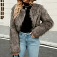 thumbnail image 2 of Atogsazn Women Faux Furry Cropped Jacket Casual Long Sleeve Open Front Coat Winter Warm Fashion Tops C-Coffee XXXL on Clearance, 2 of 9