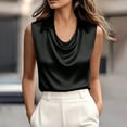 thumbnail image 2 of longantii Cowl Neck Tops for Women Silk Satin Turn Dowm Collar Tank Top Relaxed Fit Vacation Sleeveless Shirts Basic Summer Spring Pullover Black 2XL, 2 of 4