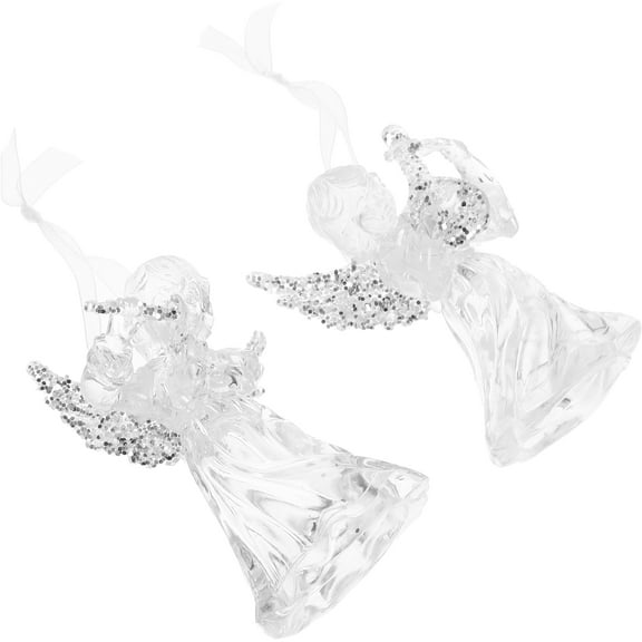 Raindrops Transparent Acrylic Hanging Angel Ornament for Christmas Tree Decoration 2Pcs