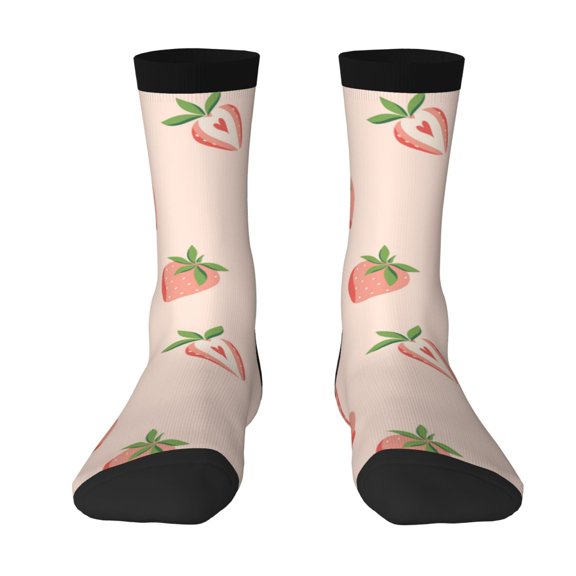 Uemuo Strawberries Pattern Women's Crew Socks, Soft Durable Breathable Moisture-Wicking with Odor Control Cotton socks