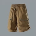 thumbnail image 5 of HOOMEUMY Men's Shorts Summer Solid Color Comfy Lightweight Elastic Waist Baseball Basketball Short Pants with Pockets Coffee XXXXL, 5 of 9