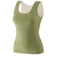 thumbnail image 1 of RXIRUCGD Femmes Couleur Unie Col Rond Sans Manches Poches avant et Oreilles Version Fine Haute Élasticité Deux Tons sous-Vêtements Chauds Haut (Vert, Taille : m), 1 of 4