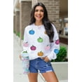thumbnail image 3 of Women's White Colorful Pumpkin Sequin Patched Drop Shoulder Sweatshirt for Fall - [ZhiHiMeRi] | 2XL, 3 of 6