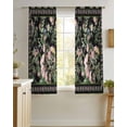 thumbnail image 4 of Black Spring Floral Sheer Curtains 45 Inch Length 2 Panels Set for Living Room/Bedroom, Elegant Pastoral Flowers Birds Watercolor Kitchen Curtains Grommet Curtains Window Treatments 42"x45"x2, 4 of 7