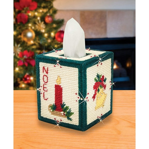 Mary Maxim Plastic Canvas Tissue Box Kit 5"-Christmas (7 Count)