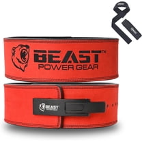 Beast Power Gear Weight Lifting Belt with Free Strap - 4 Inches Wide 10MM 13MM Lever Belt Weightlifting with Lever Buckle