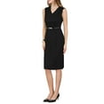 thumbnail image 4 of INSPIRE CHIC Women's Sleeveless 2026 Funeral Dress V-Neck Office Sheath Dresses with Belt S Black, 4 of 5