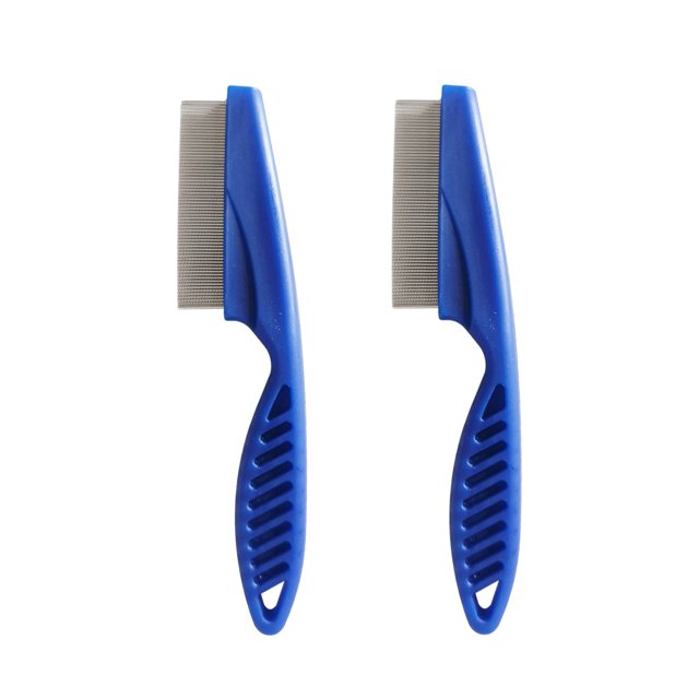 relayinert 2pcs Comfortable Grip And Stylish Professional Pet Flea Comb Easy To Remove Nit Comb For Animals blue L 1Set