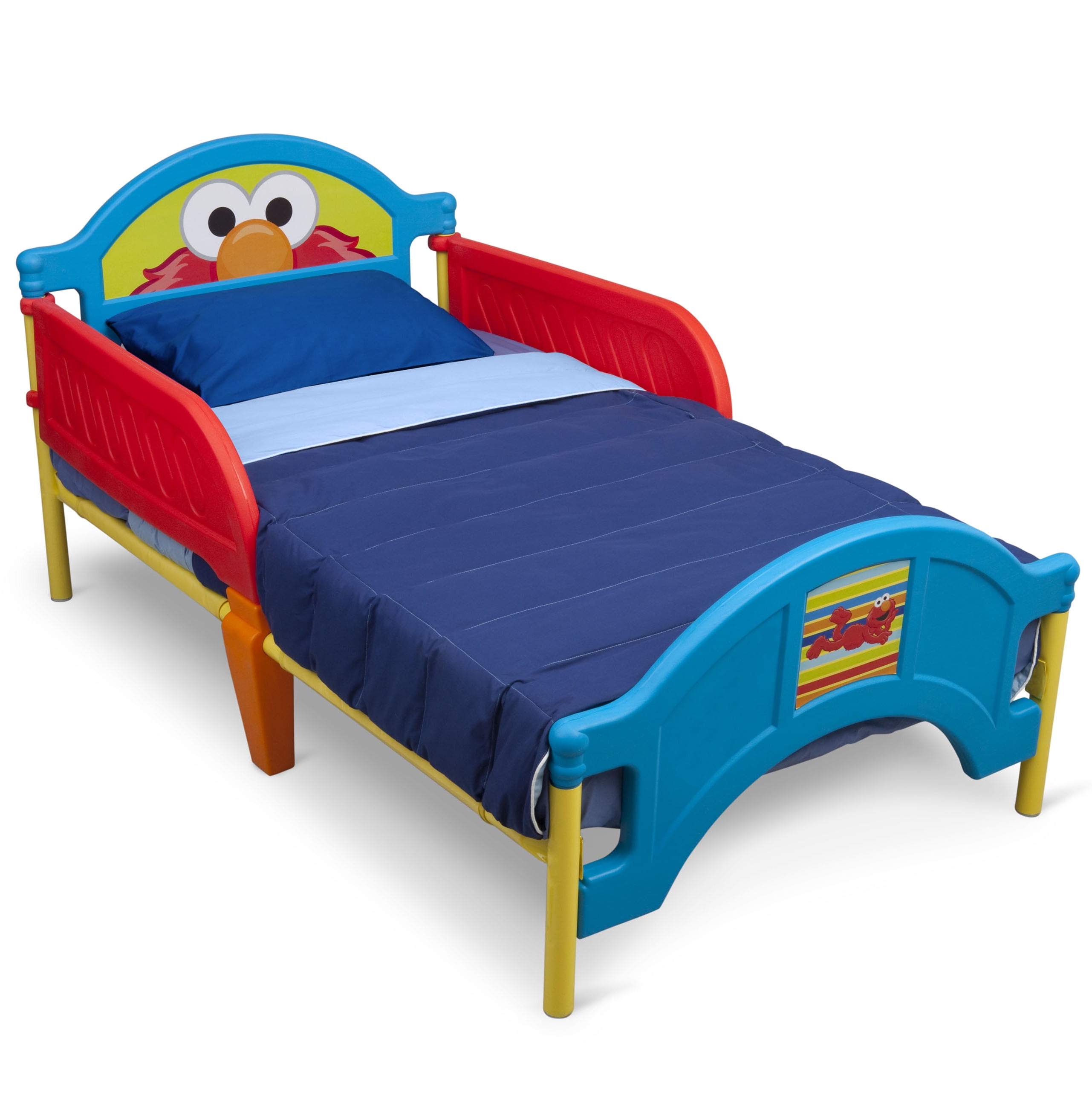 Delta Children Sesame Street Elmo Plastic Toddler Bed Red and Blue Safety New 